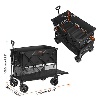 Collapsible Folding Wagon with All-Terrain Wheels Drink Holders