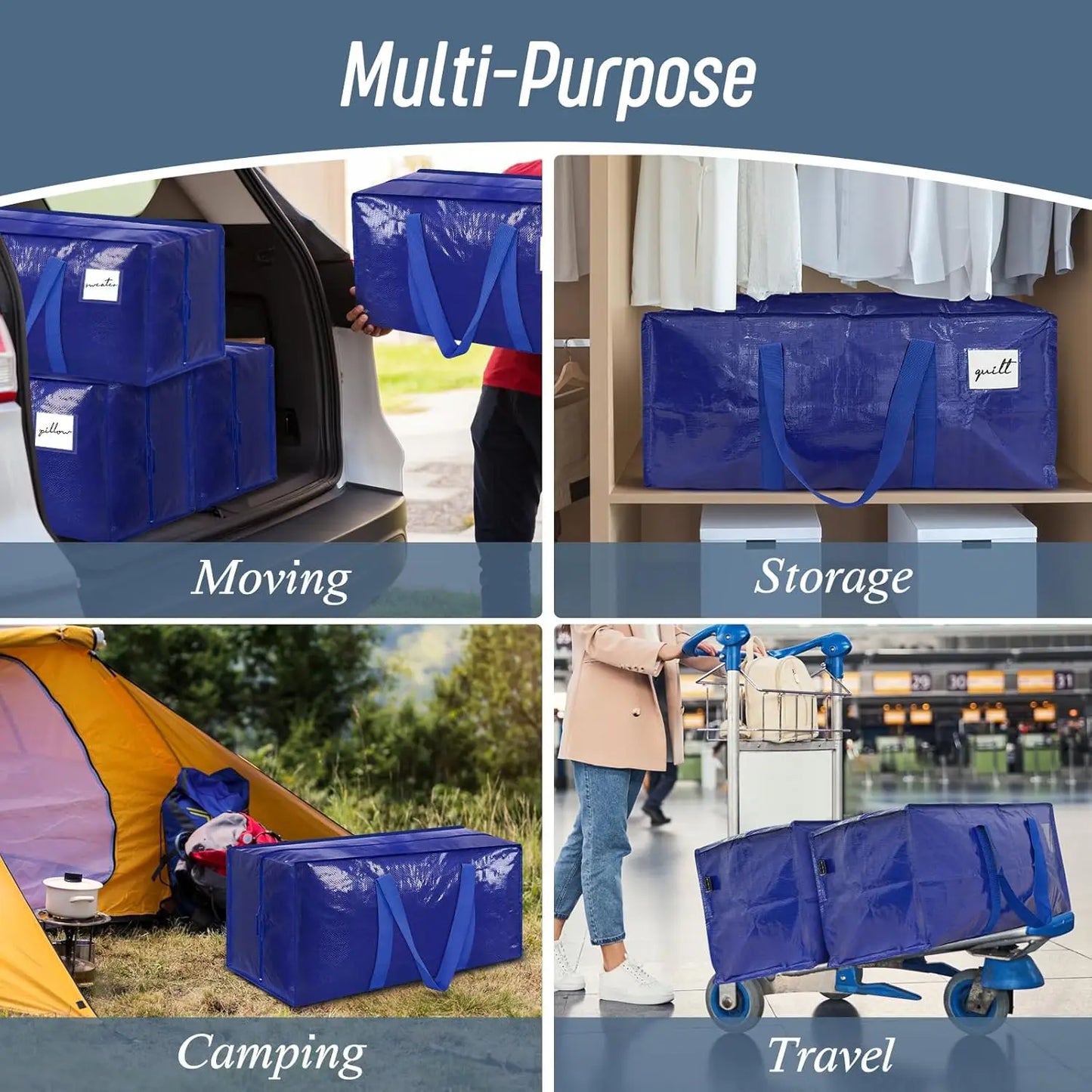 6 Pack Extra Large Heavy Duty Moving Bags Waterproof