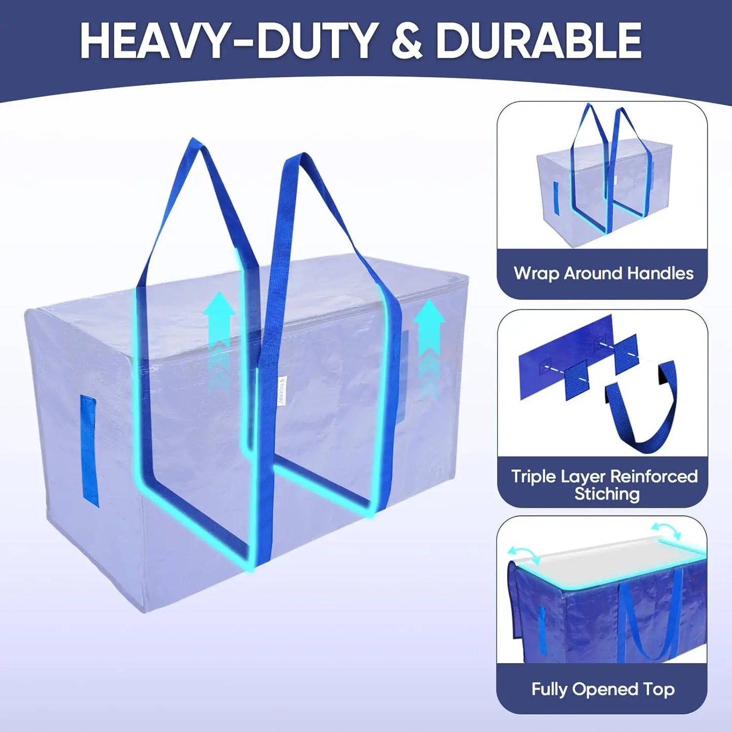 6 Pack Extra Large Heavy Duty Moving Bags Waterproof