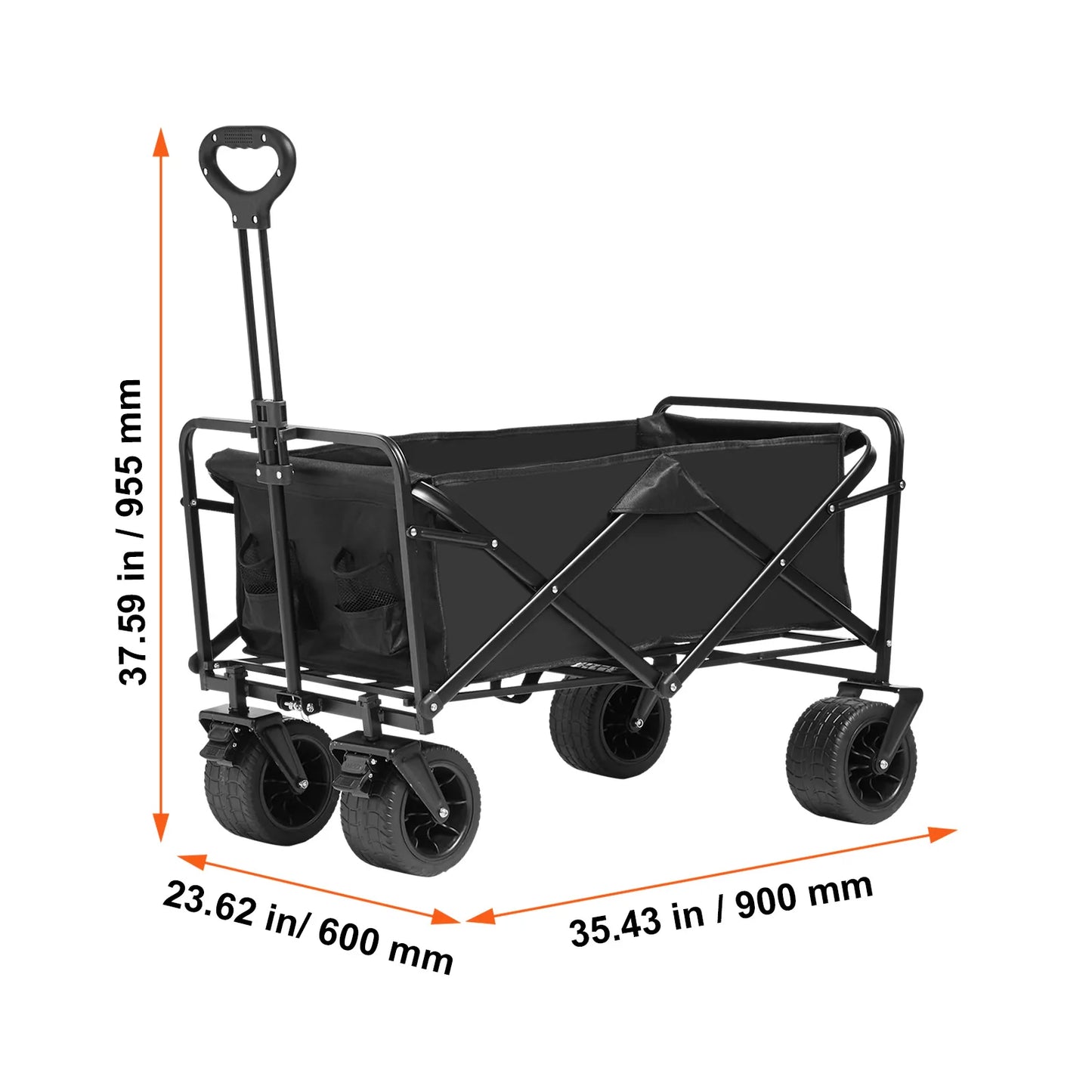 Collapsible Folding Wagon with All-Terrain Wheels Drink Holders