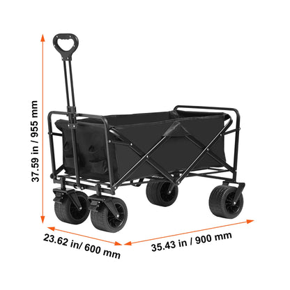 Collapsible Folding Wagon with All-Terrain Wheels Drink Holders