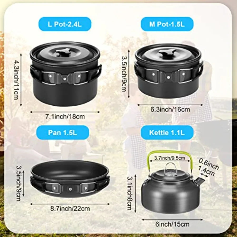 Gejoy 42 Pcs Camping Cookware Mess Kit