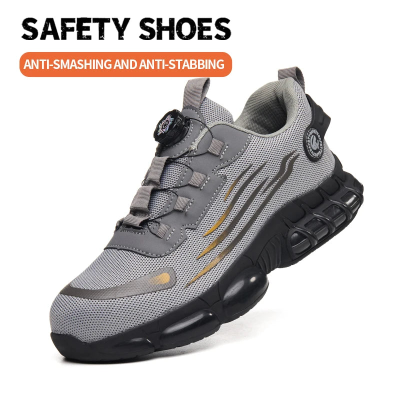 Anti-puncture and anti-skid steel toe outdoor work shoes
