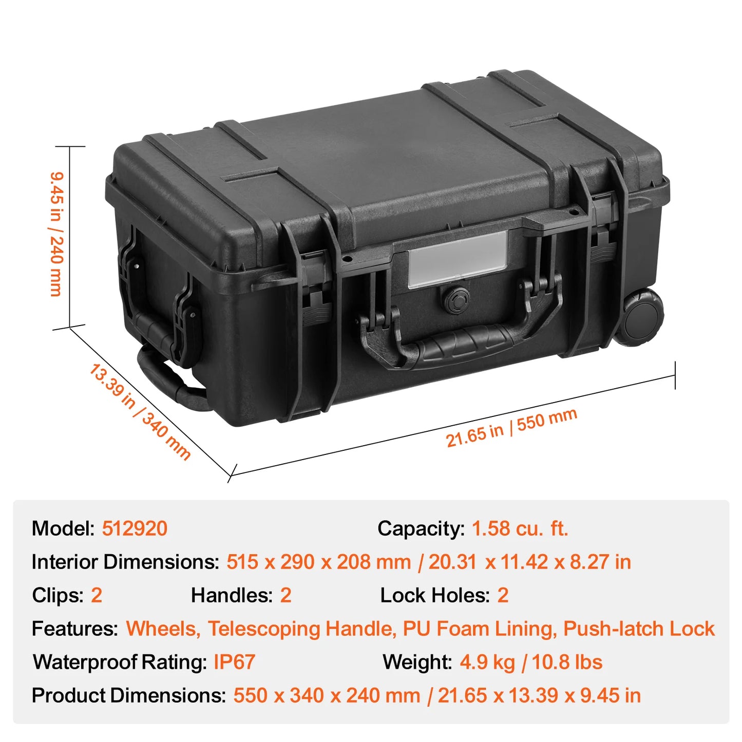 Weatherproof Heavy Duty Protective Case w/ Pre-cut Foam