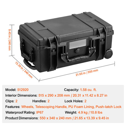 Weatherproof Heavy Duty Protective Case w/ Pre-cut Foam