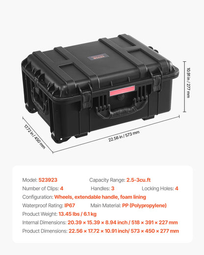 Weatherproof Heavy Duty Protective Case w/ Pre-cut Foam