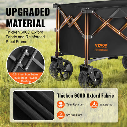 Collapsible Folding Wagon with All-Terrain Wheels Drink Holders